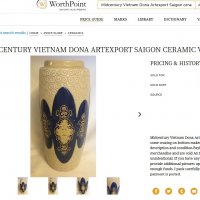 Винтидж Гравирана Керамична Ваза VIETNAM DONA Artexport Saigon, снимка 8 - Антикварни и старинни предмети - 40073836