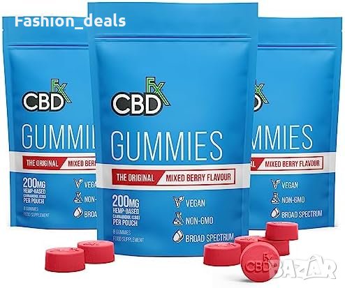 Нови 3 опаковки CBDfx високоякостни ягодови бонбони добавки витамини, снимка 1