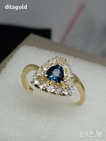Нов 14К златен пръстен с естествени топази, снимка 1
