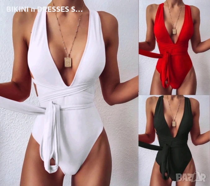 ПРОМО! Цял бански - 3 цвята - червен, бял, черен ХИТ 2025, снимка 1