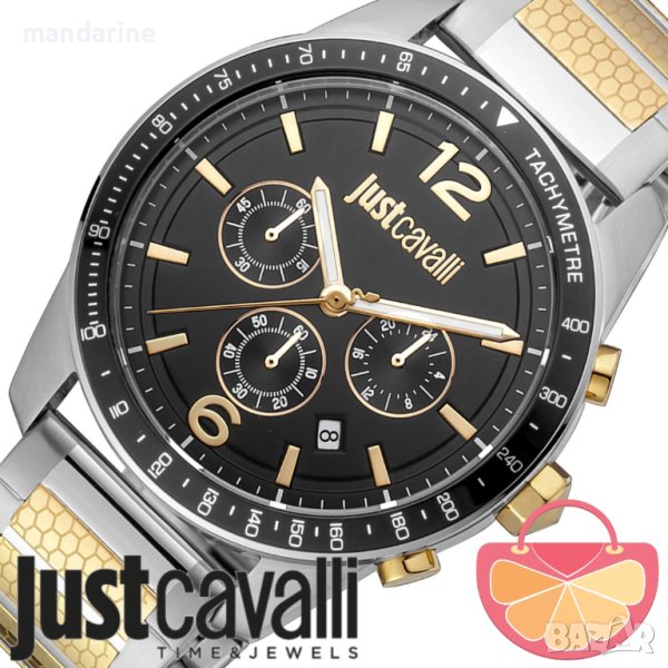 JUST CAVALLI 🍊 Мъжки часовник с хронограф SILVER "BLACK & GOLD" нов с кутия и 2г. гаранция, снимка 1