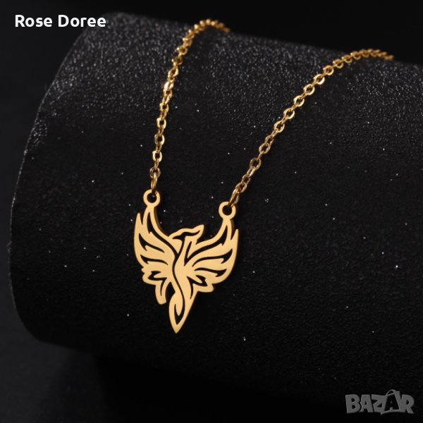 RD 483 Феникс колие в златисто медицинска стомана жар птица подарък безплатна доставка, снимка 1