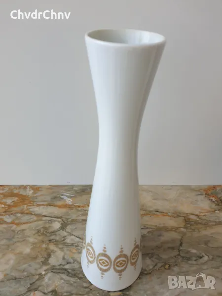 ALKA Kunst 30см/АЛКА Бавария стара немска порцеланова ваза/бяла-модернизъм-злато, снимка 1
