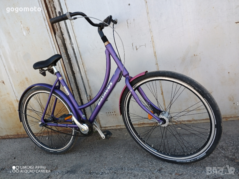 ПРОДАДЕН Алуминиев дамски ЛИЛАВ велосипед, колело холандски BATAVUS , снимка 1