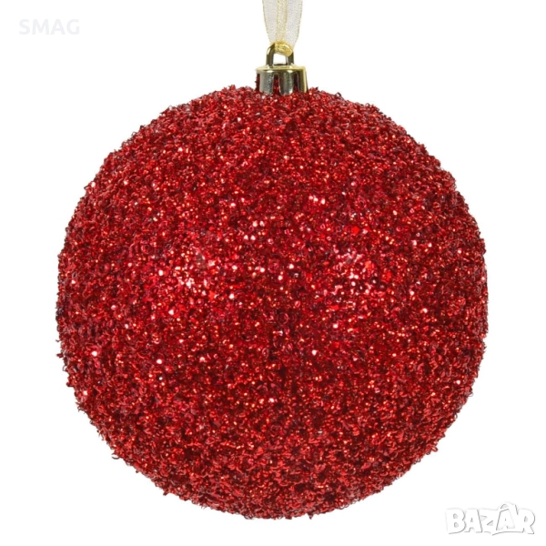 Коледна топка червена с тънсел Ø12 см_1254106, снимка 1