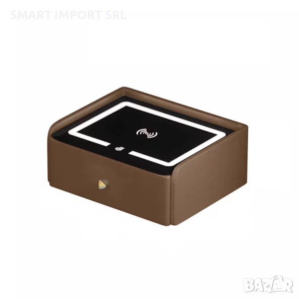 Интелигентно нощно шкафче Smart Heater, LED дисплей, безжично зареждане, кафяв, снимка 1