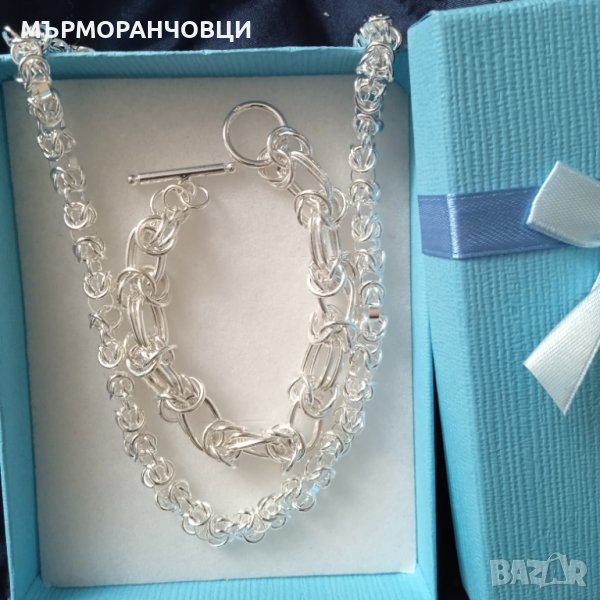 Нов, масивен сребърен комплект за мъж. С подаръчна кутия, снимка 1