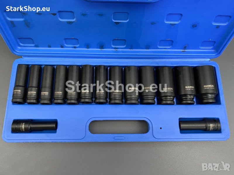 Ковани ударни вложки 1/2″ удължени (10 – 32 мм) 15 части HAWEK, снимка 1