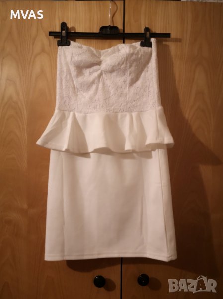 Нови летни рокли бяла и бежова дантела пеплум, снимка 1