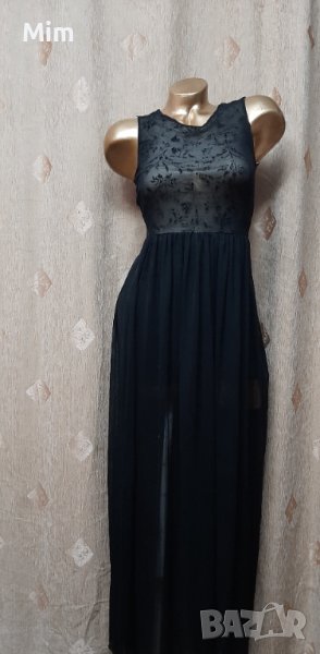 Atmosphere S Черна дълга рокля от дантелена и ефирен тюл, снимка 1