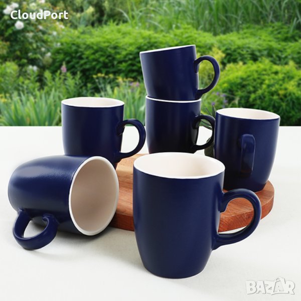 Комплект от 6 чаши, Keramika, керамични, Cobalt, 300 ml, 9 cm, снимка 1