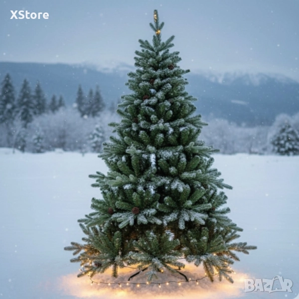 Красива коледна елха с естествено излъчване – празниците започват тук! Размери от 120 см. до 240 см., снимка 1