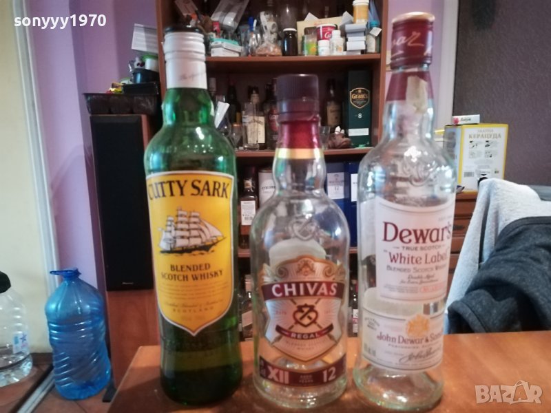 DEWARS CUTTY SARK CHIVAS-3 ПРАЗНИ ШИШЕТА ЗА КОЛЕКЦИЯ 0903231644, снимка 1