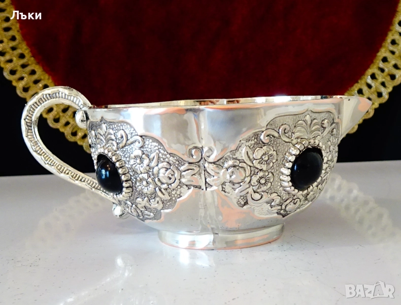 Посребрена медна каничка,чаша. , снимка 1