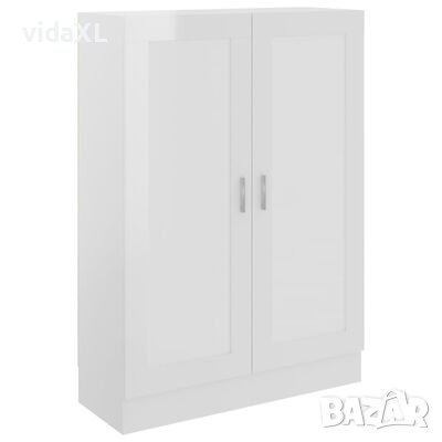 vidaXL Шкаф за книги, бял гланц, 82,5x30,5x115 см, ПДЧ（SKU:802720, снимка 1