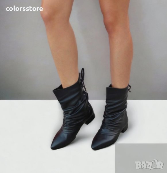 Равни боти - черна кожа - B450, снимка 1