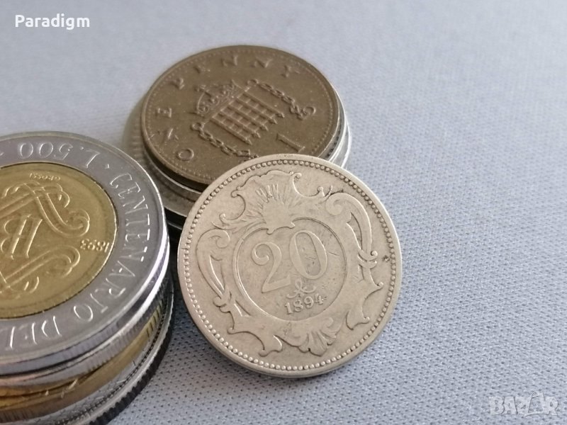 Монета - Австро-Унгария - 20 хелера | 1894г., снимка 1