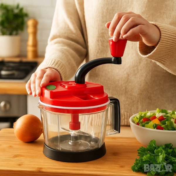 Мултифункционален кухненски чопър 2L – Смила, нарязва и миксира само с едно завъртане, снимка 1