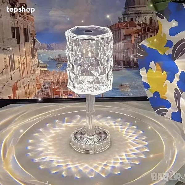 НОВА LED кристална настолна лампа Ausolee, сензорна и димируема [16 цвята и 4 режима] с дистанционно, снимка 1