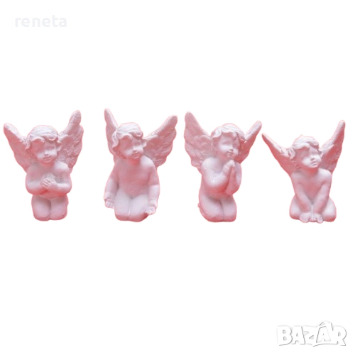 Статуетка Ангелче, Керамика, Бяло, 4х4 см, снимка 1