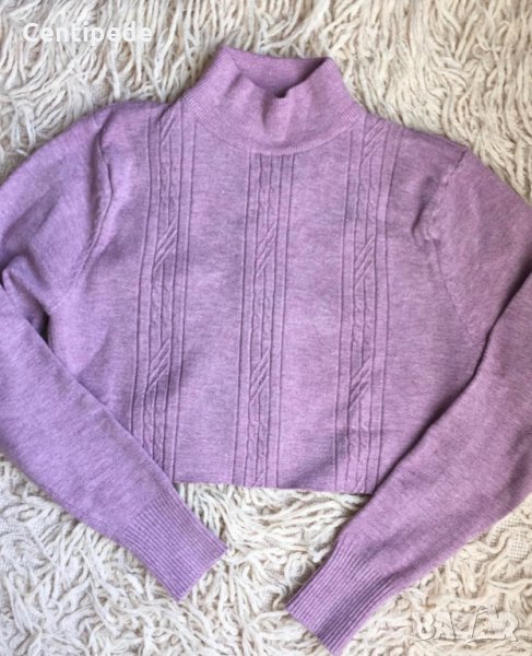 Кроп пуловер с поло яка, снимка 1