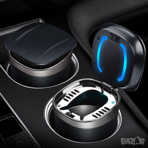 Пепелник за автомобил с диод , 78 х 105 мм, снимка 1