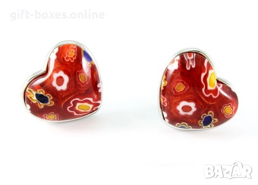 Цветни стоманени обеци модел "СЪРЦЕ", снимка 1