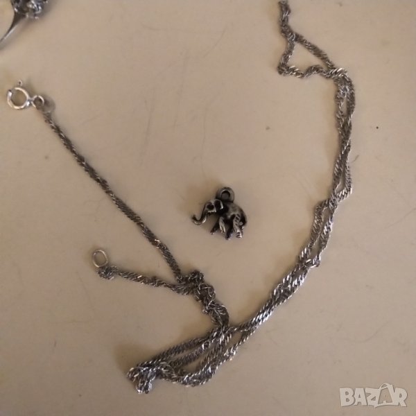 Сребърен лот синджир и висулка, снимка 1