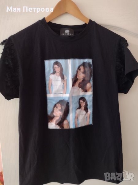 Черна тениска с дантела на Junona , снимка 1