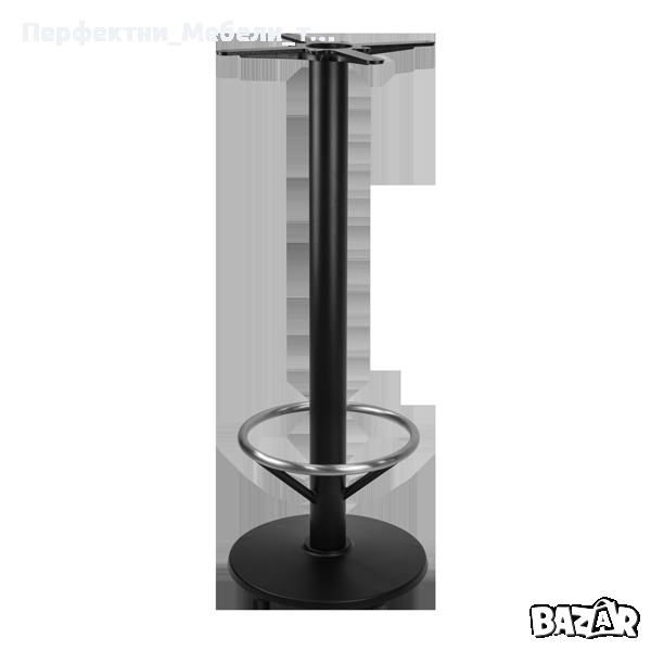 Крак за бар маса в черен/бронз цвят с ринг за крака,степенка и ниво под плота за багаж/чанта, снимка 1