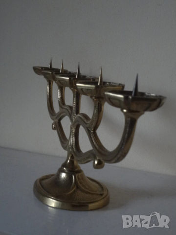 Месингов свещник за 5 бр. свещи от Италия, снимка 16 - Антикварни и старинни предмети - 53079238