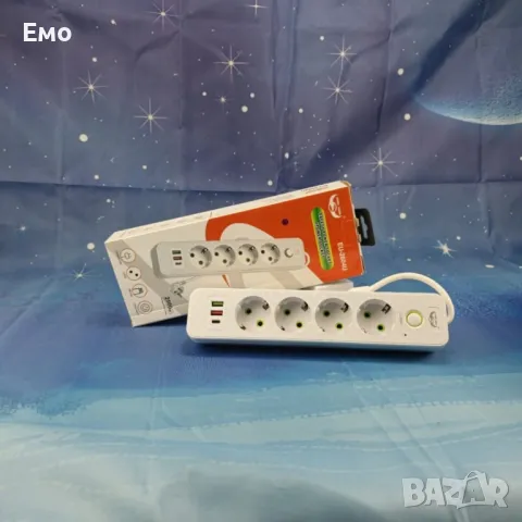 Разклонител 4 гнезда 2 бр usb,Type C 2500W