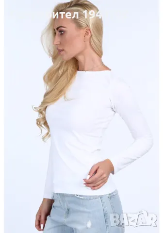 Дамска блуза с дълги ръкави в бял цвят 0435