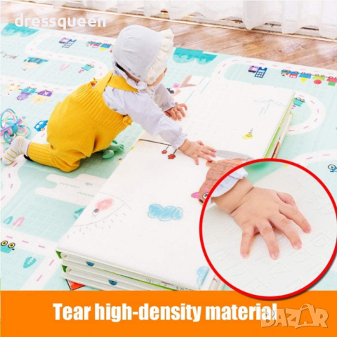 4133 Сгъваемо детско килимче за игра, топлоизолиращо 180x200x1cm Жираф и Писта с ВЛАКЧЕТА, снимка 5 - Други - 44615661