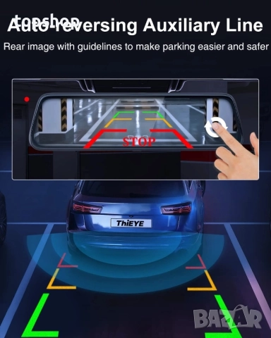 ThiEYE 4K Dash Carview 4 Mirror Dash Cam с камера за заден ход 10-инчов IPS сензорен екран...., снимка 4 - Аксесоари и консумативи - 51629091