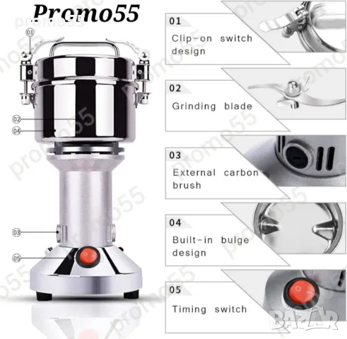 Професионална Кухненска Мелничка за Смилане на Зърнени Продукти 1000W, снимка 9 - Други - 47787263