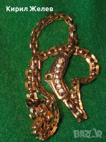 ПОЗЛАТЕНО БРОНЗОВО ВИНТИДЖ РЕТРО АРТ КОЛИЕ с ИНКРУСТИРАНИ ЦИРКОНИ 20497, снимка 2 - Колиета, медальони, синджири - 33846833