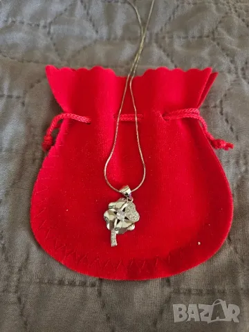 Сребърно колие детелина , снимка 3 - Колиета, медальони, синджири - 48557374