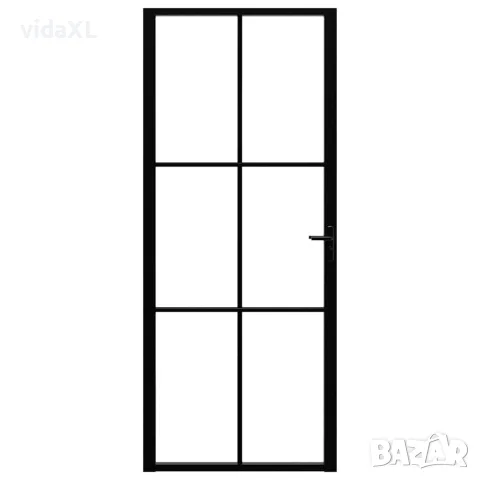 vidaXL Интериорна врата, ESG стъкло и алуминий, 83x201,5 см, черна, снимка 3 - Входни врати - 56146237