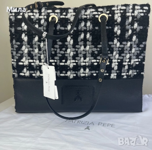 Patrizia Pepe - 100% Вълна и Кожа дамска чанта / Нова с етикети