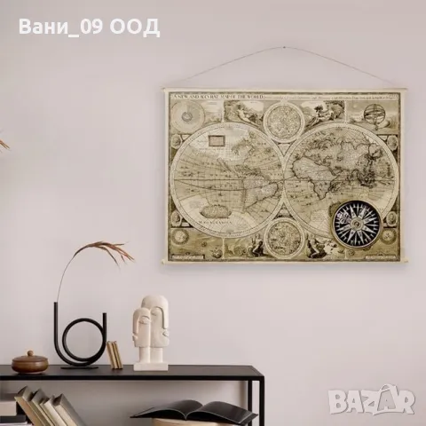 97см! Текстилно пано "Карта на света", снимка 2 - Пана - 48553680