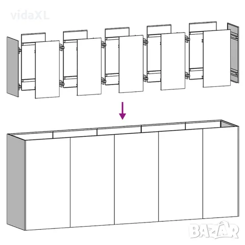 vidaXL Кашпа, антрацит, 200x40x80 см, студеновалцувана стомана, снимка 7 - Саксии и кашпи - 56148269