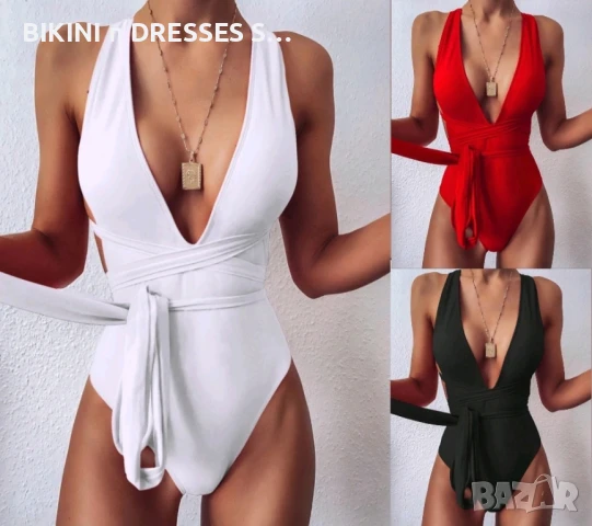 ПРОМО! Цял бански - 3 цвята - червен, бял, черен ХИТ 2025