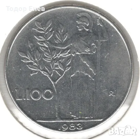 Italy-100 Lire-1983 R-KM# 96.1-large type, снимка 1