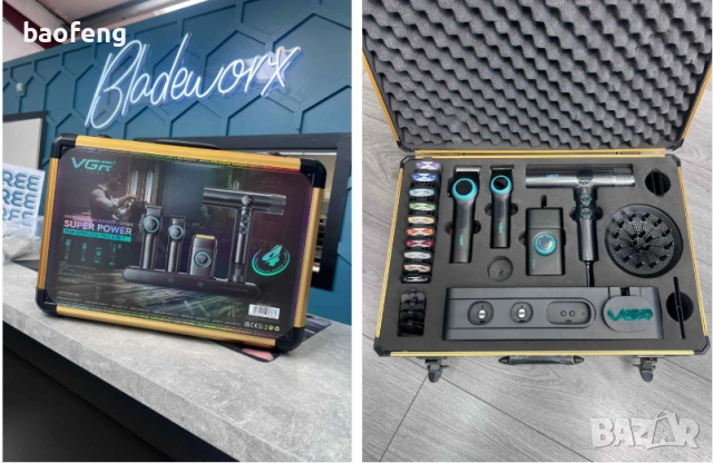 Нов 32 части VGR Stepless 4 в 1 за барбер / фризьори Професионален комплект машинки за подстригване , снимка 14 - Фризьорски принадлежности - 53525179