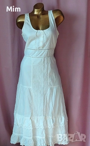 BON' A PARTE L Бяла,памучна  рокля с бродерия , снимка 2 - Рокли - 53641136