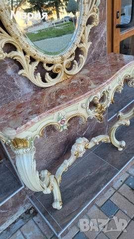 Италианска барокова конзола с огледало 016, снимка 2 - Огледала - 52854094