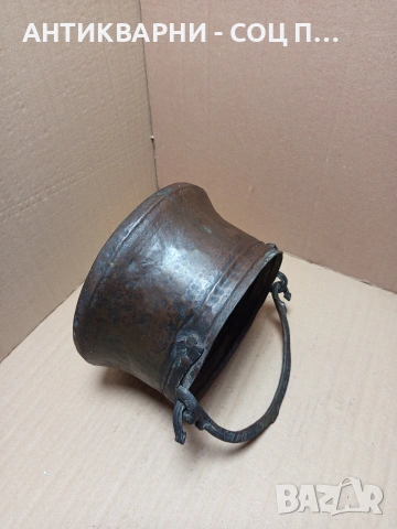 Соц Старо Ръчно Ковано Малко Медно Менче 3лт. Номер 197., снимка 3 - Антикварни и старинни предмети - 53037066