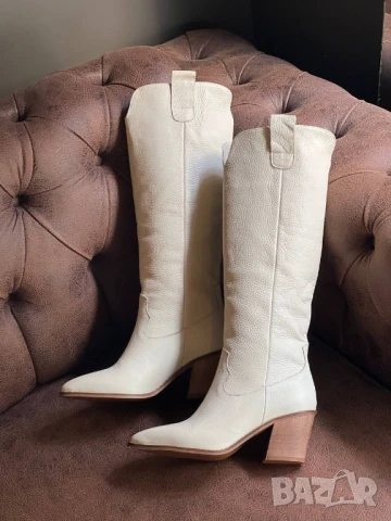 ботуши на ток от естествена кожа 