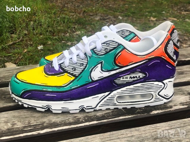 Nike air max 90 100% оригинал cartoon customized ръчно рисувани, снимка 12 - Маратонки - 40414247
